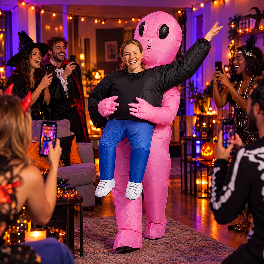 Alien costume at a Halloween party